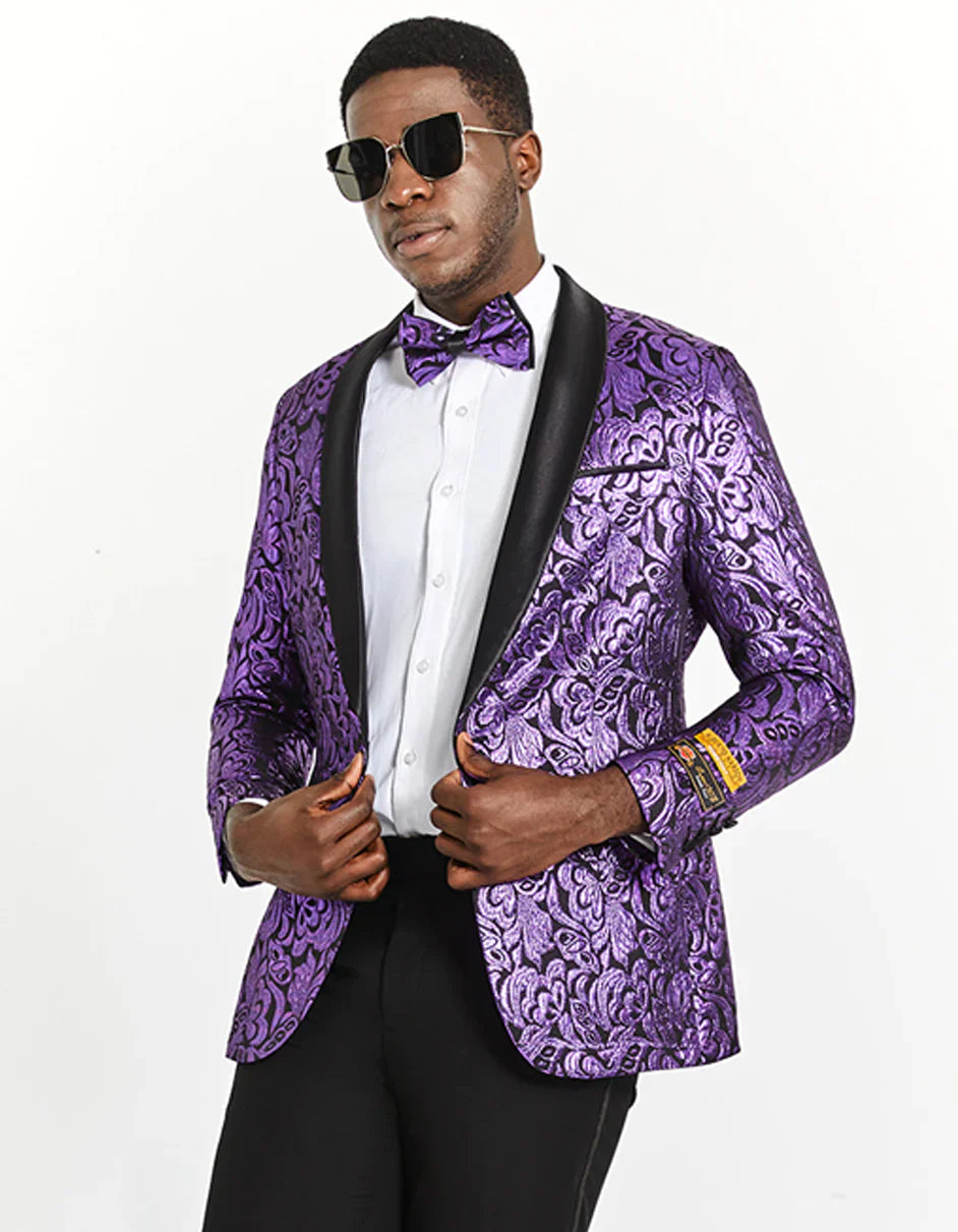Purple Paisley Jacket Mens Black & Purple Paisley Prom Tuxedo Smoking Jacket | Alberto Nardoni Purple Paisley Jacket Mens Black & Purple Paisley Prom Tuxedo Smoking Jacket | Alberto Nardoni