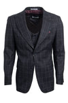 "Mens Stacy Adams Suit - Stacy Adams Suit Men's Charcoal Grey Windowpane Plaid Suit - Two Button Vested Peak Lapel"