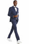 "Polka Dot Prom 2026 Suit for Men - One Button Vested in Navy & White"