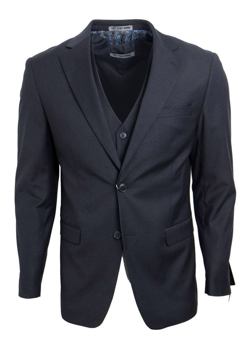 "Mens Stacy Adams Suit - Stacy Adams Suit Men's Charcoal Grey Two Button Vested Suit"