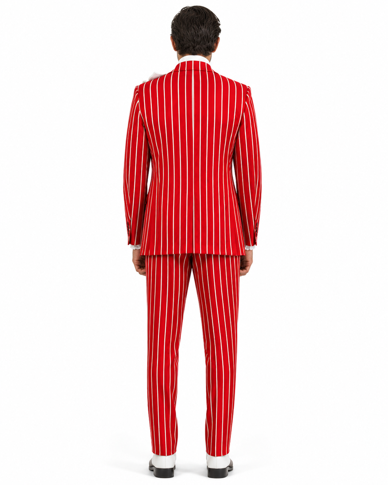Red and White Pinstripe Zoot Suit - Gangster 1920s Pinstripe Suit - Mens Fashion Suit