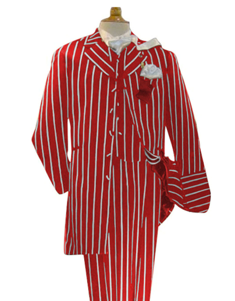 Red and White Pinstripe Zoot Suit - Gangster 1920s Pinstripe Suit - Mens Fashion Suit