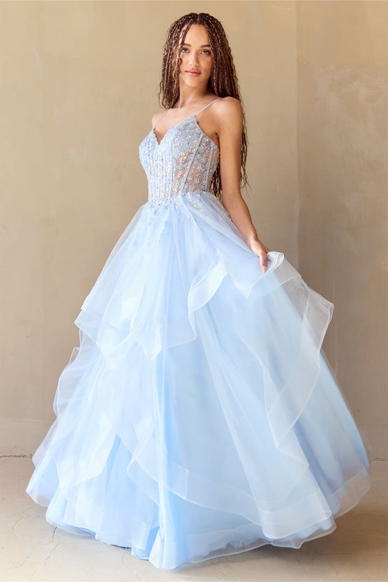Red Carpet Dress V-Neck Beaded Prom Gown By Amelia Couture 5068