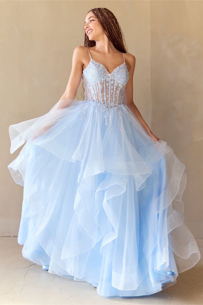 Red Carpet Dress V-Neck Beaded Prom Gown By Amelia Couture 5068
