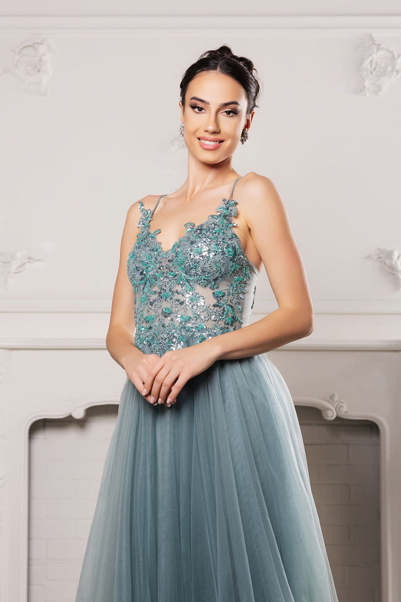 Red Carpet Dress V-Neck Sequin Evening Gown By May Queen MQ2167