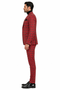 Red Tartan Suit Christmas Party Event - Plaid 3-Piece Slim Fit Suit with Vest - Window pane Pattern