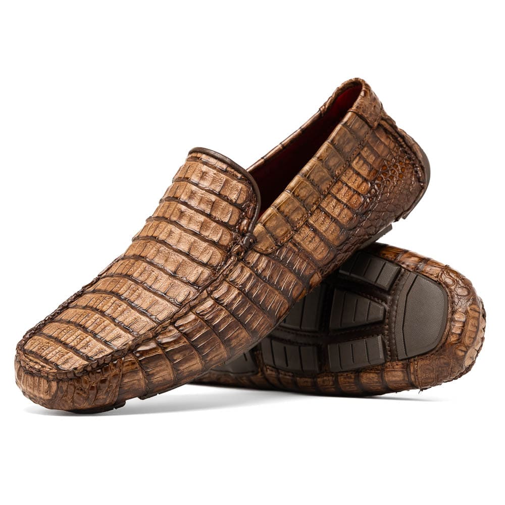 Marco Di Milano Remo Washed Brown Caiman Driving Shoes