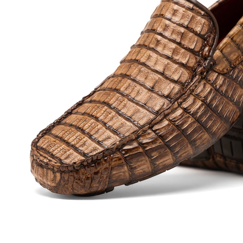 Marco Di Milano Remo Washed Brown Caiman Driving Shoes