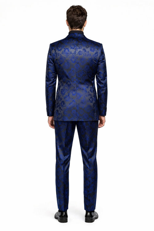 Retro Paris Suits Mens Suit Navy Blue