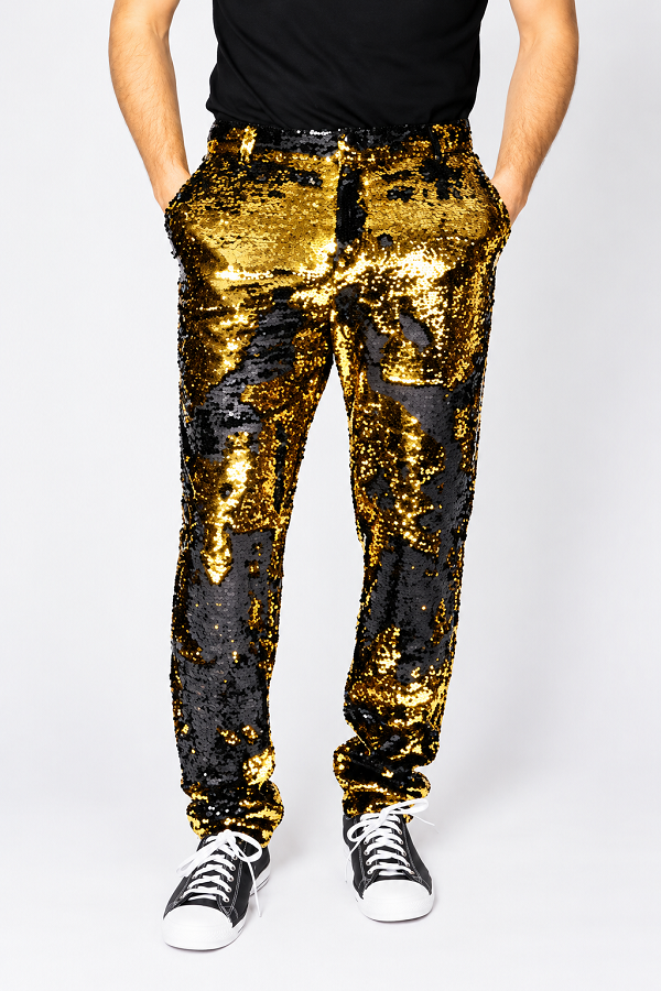 Rewrite Gold Mens Sequin Pants $110