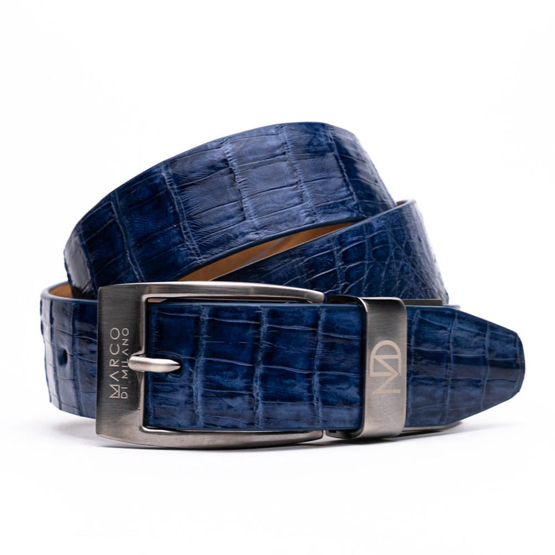 Marco_Di_Milano Riccardo Belt Blue Jeans Leather Loafer
