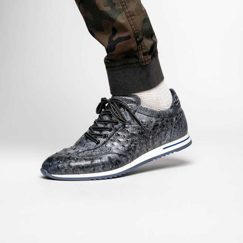 Zelli Rio Genuine Ostrich Quill Sneakers in Faded Black