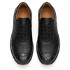 Marco Di Milano Roma Men's Shoes Black Genuine Caiman Crocodile / Woven Leather Fashion Sneakers