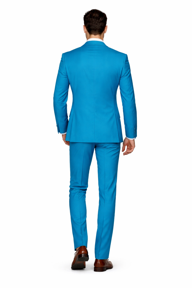 Rossi Man BOND RM1776 Slim Fit 3-Piece Suit – Tailored Turquoise Blue Suit for Formal Occasions