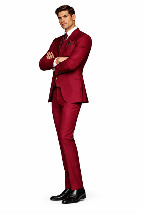 Rossi Man BOND RM1777 Slim Fit 3-Piece Red Suit – Modern Tailored Suit for Men
