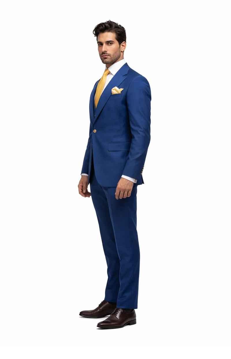 Rossi Man BOND RM1780 Slim Fit 3-Piece Suit – Modern Royal Blue Suit for Men