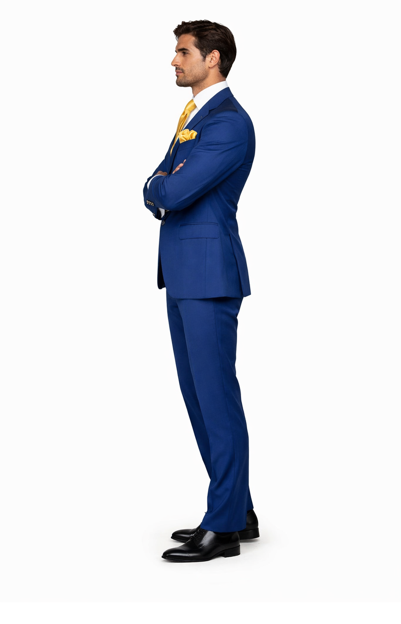 Rossi Man BOND RM1780 Slim Fit 3-Piece Suit – Modern Royal Blue Suit for Men