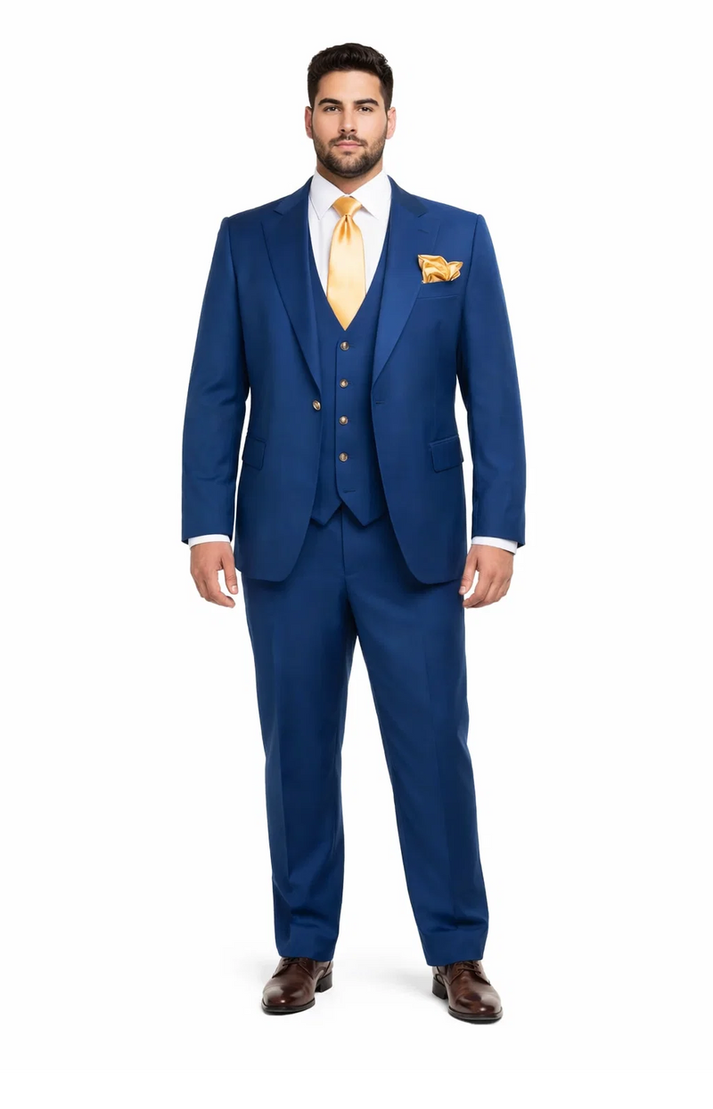 Rossi Man BOND RM1780 Slim Fit 3-Piece Suit – Modern Royal Blue Suit for Men