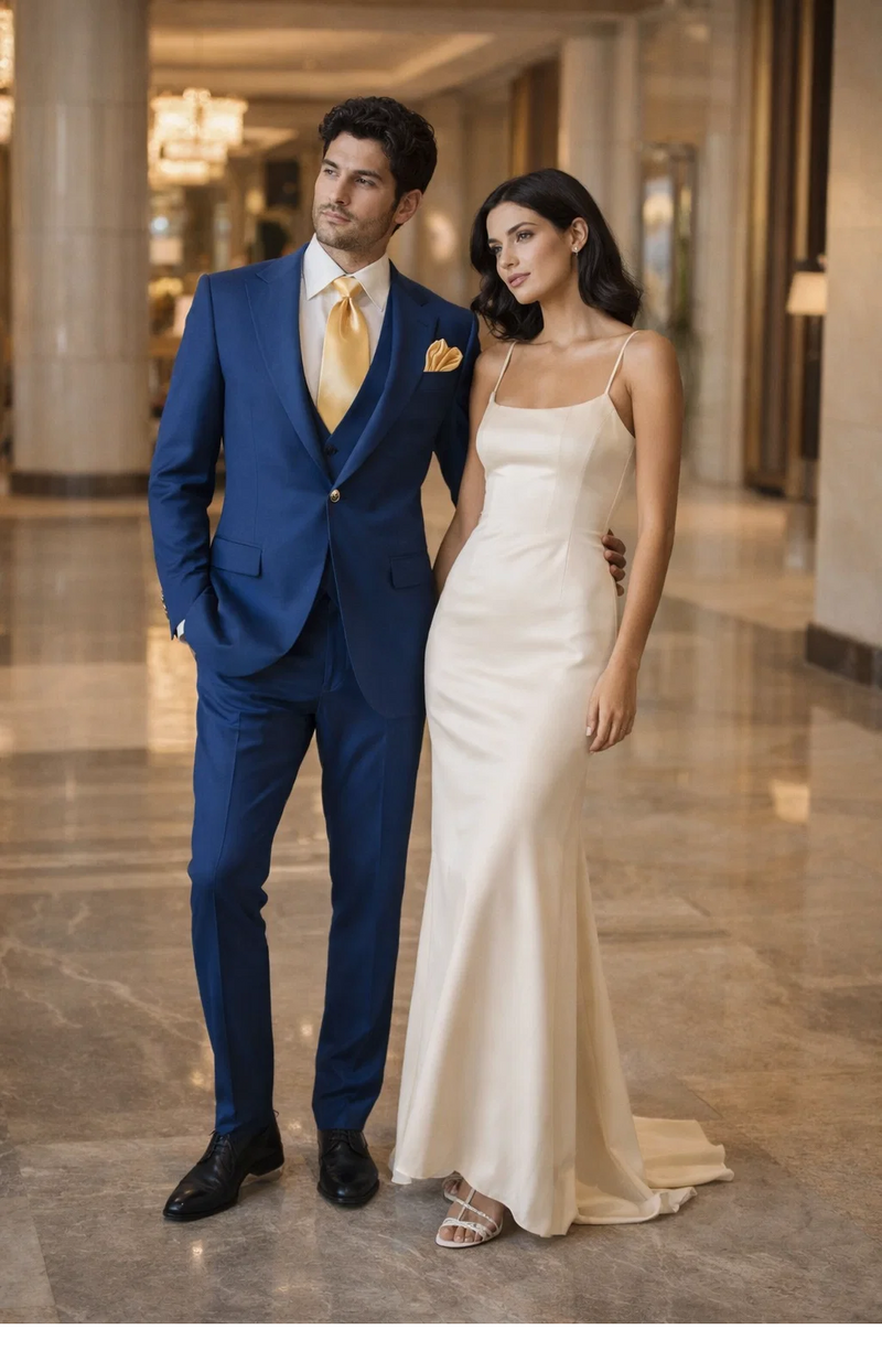 Rossi Man BOND RM1780 Slim Fit 3-Piece Suit – Modern Royal Blue Suit for Men