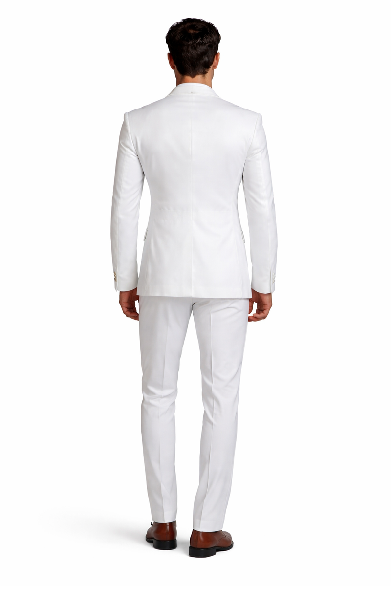 Rossi Man DUKE RM1762 Slim Fit 3-Piece White Suit รขโฌโ Modern Formalwear for Men