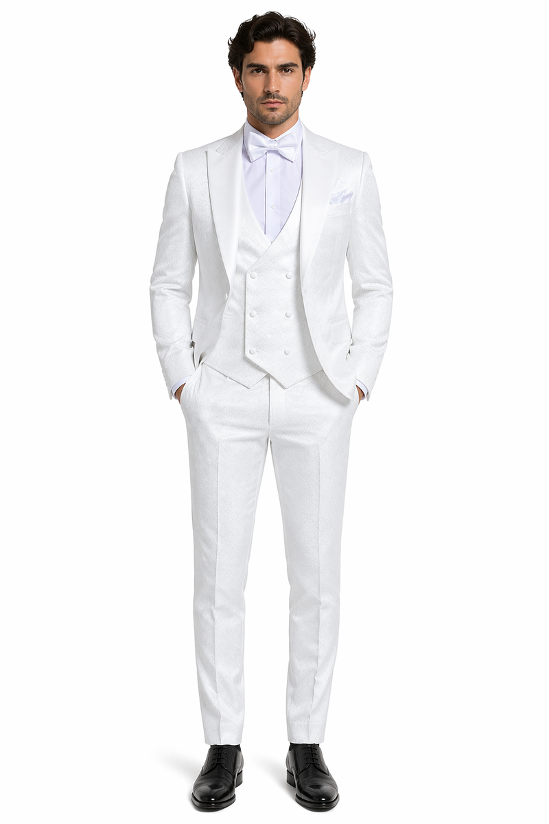 Rossi Man FORD RM1911 รขโฌโ Slim Fit White 3-Piece Suit for Men | Elegant Modern Formalwear