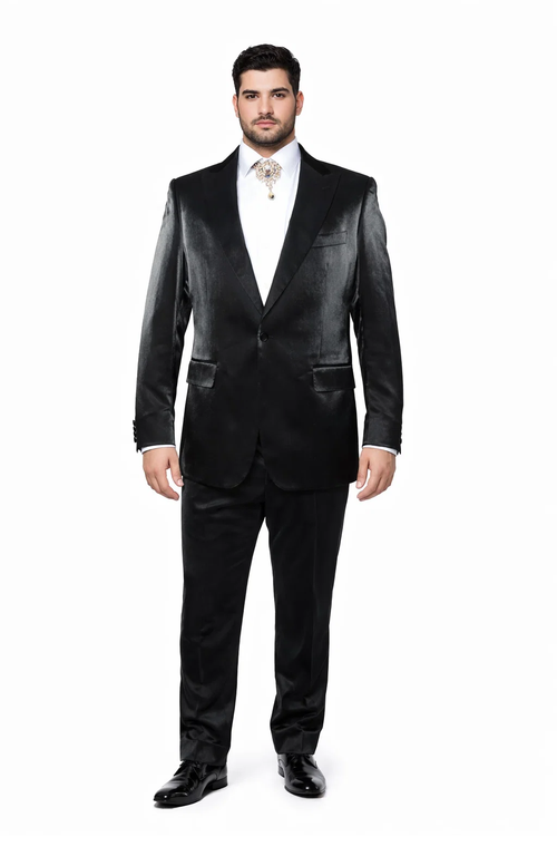 Rossi Man LEO RM1600 – Black Slim Fit 3-Piece Suit for Men | Timeless Classic Formalwear