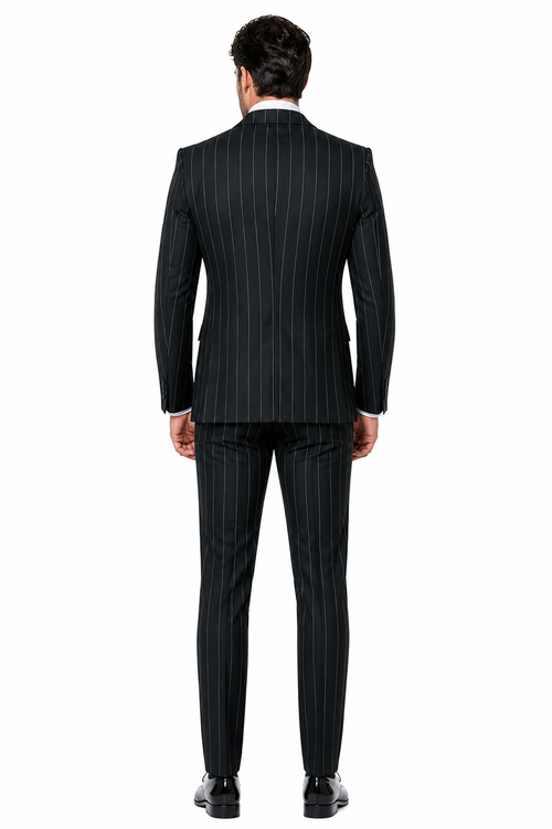 Rossi Man MAX RM1727 Slim Fit 3-Piece Suit – Stylish Tailored Green Pinstripe Suit for Men