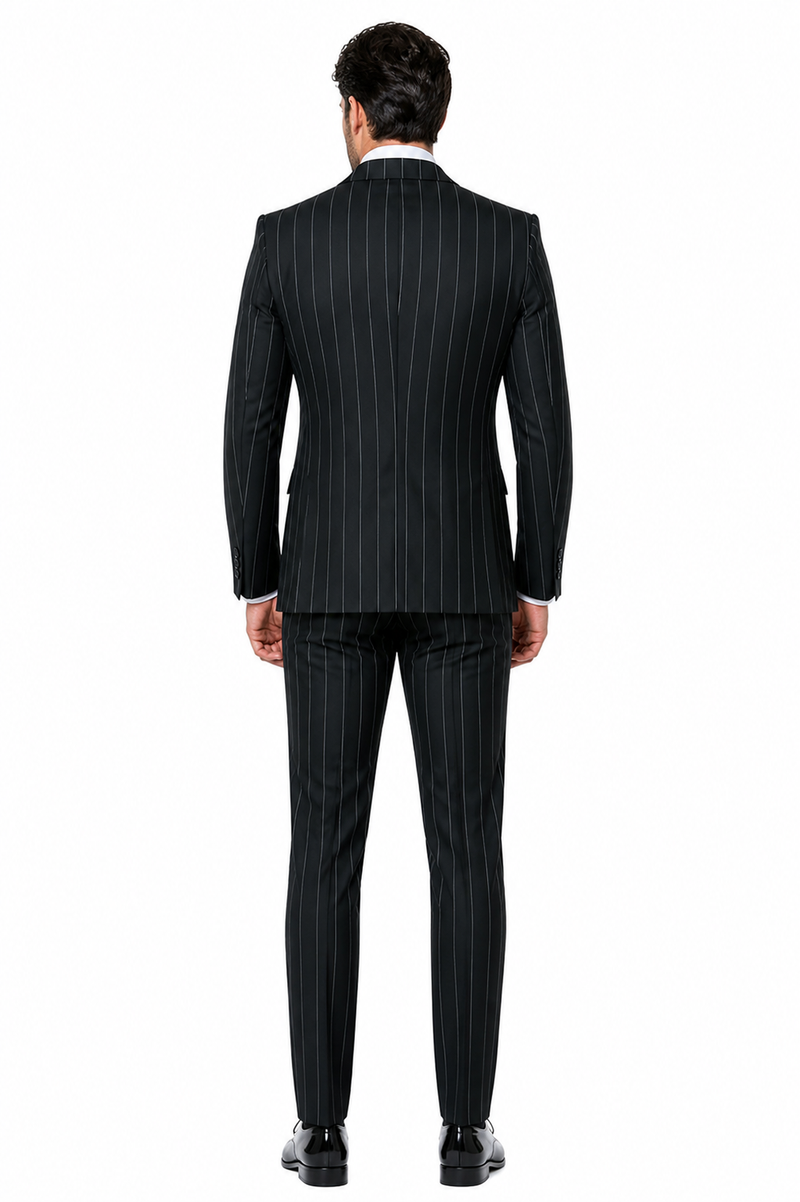 Rossi Man MAX RM1727 Slim Fit 3-Piece Suit – Stylish Tailored Green Pinstripe Suit for Men