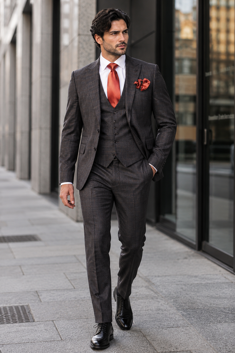 Rossi Man MAX RM1787 Slim Fit 3-Piece Suit Stylish and Elegant Mens Formalwear