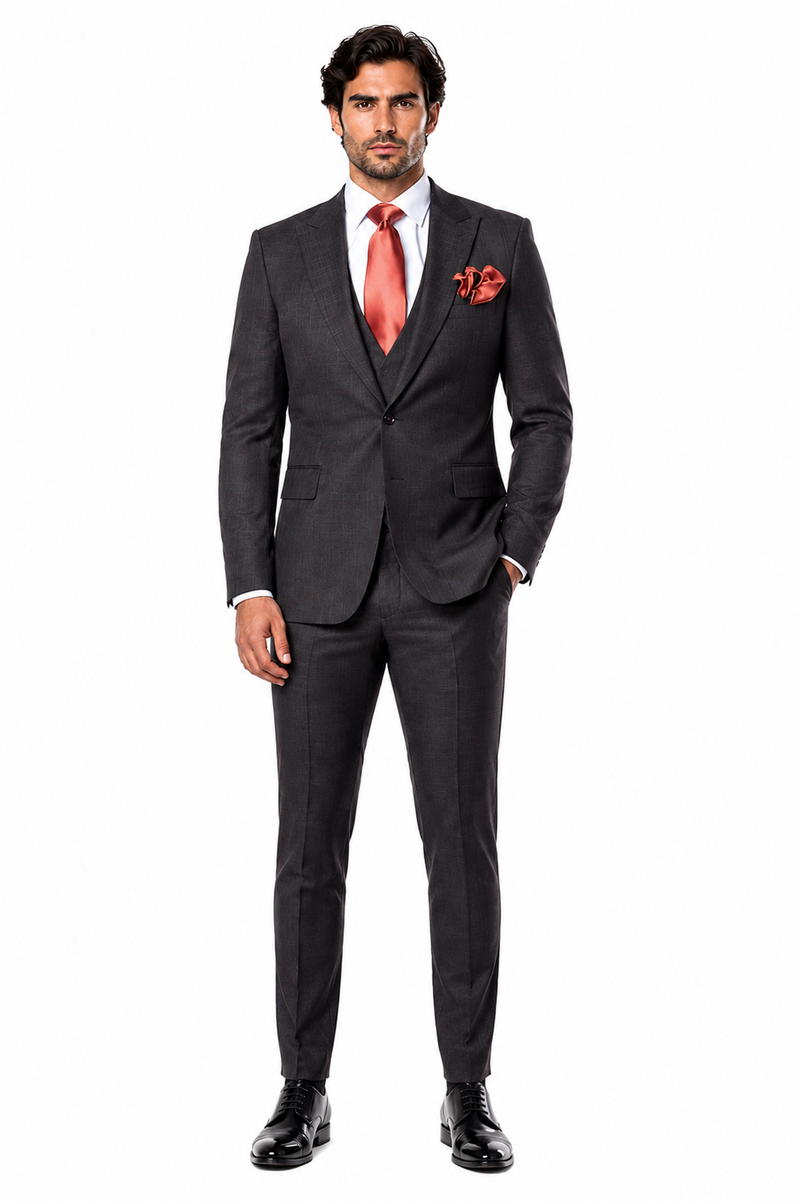 Rossi Man MAX RM1787 Slim Fit 3-Piece Suit Stylish and Elegant Mens Formalwear