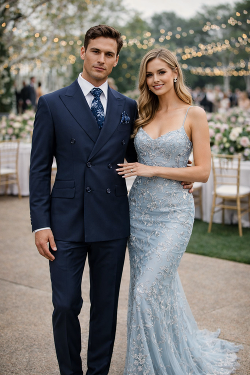 Rossiman Men's Blue Slim Fit Suit – Modern Tailored Formalwear