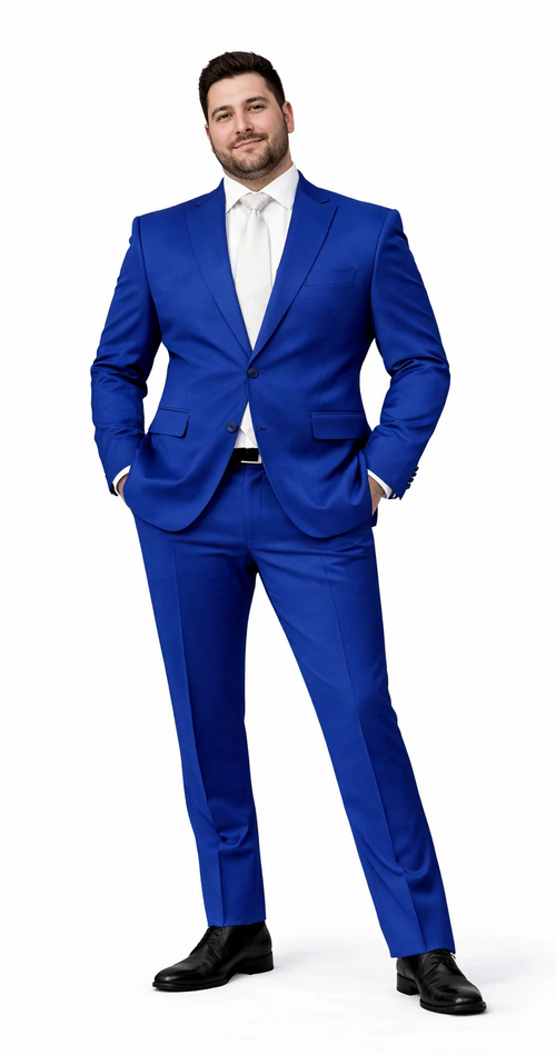 Rossiman Mens Royal Blue Glossy Sateen Suit Bold & Refined Look