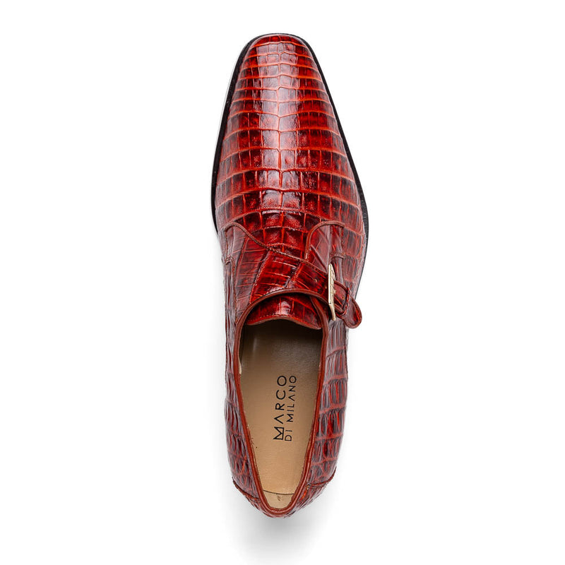 Marco Di Milano Rovigo Rustic Cognac Crocodile Monk-Strap Loafers