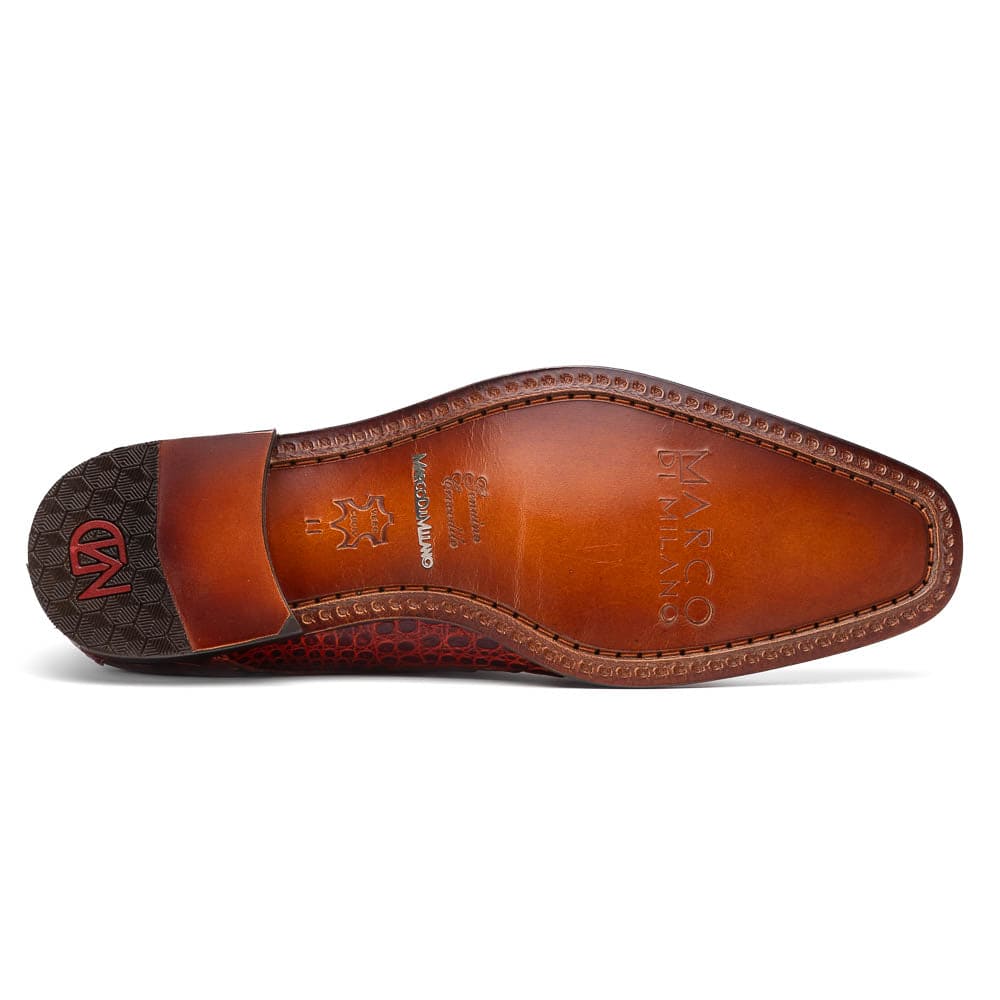 Marco Di Milano Rovigo Rustic Cognac Crocodile Monk-Strap Loafers