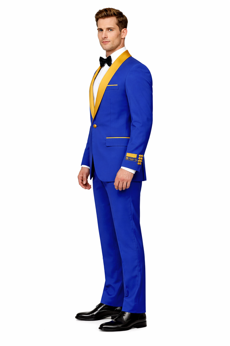 Royal Blue and Gold Tuxedo