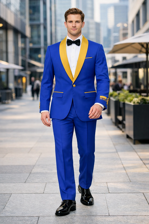 Royal Blue and Gold Tuxedo