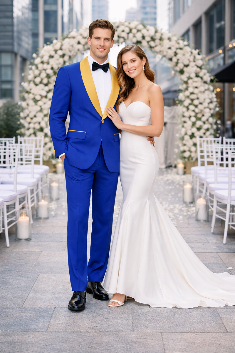 Royal Blue and Gold Tuxedo