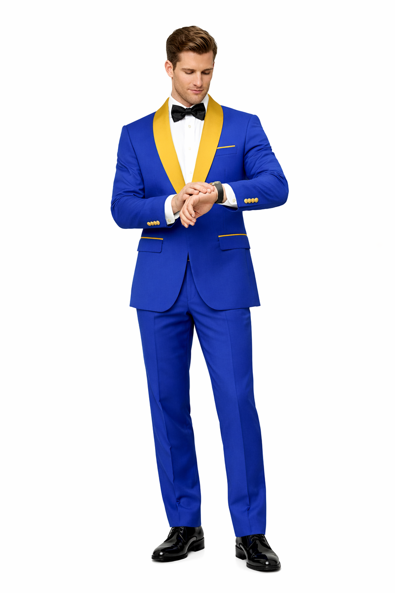 Royal Blue and Gold Tuxedo