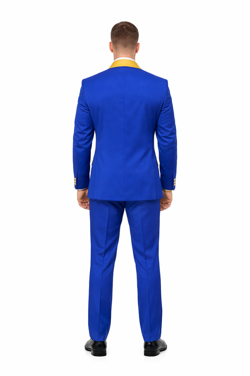 Royal Blue and Gold Tuxedo Suit With Bowtie