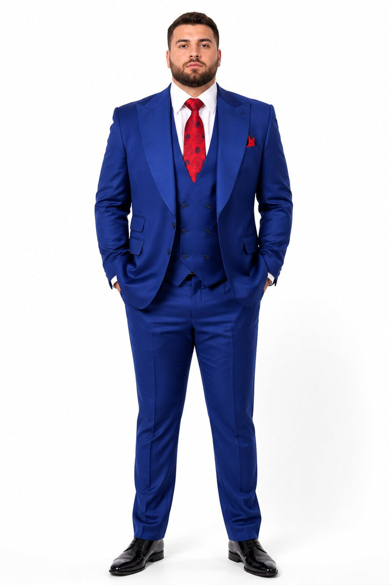 Big Lapel - Wide Lapel - Tom Ford Style Suit - Ticket Pocket - Royal Blue