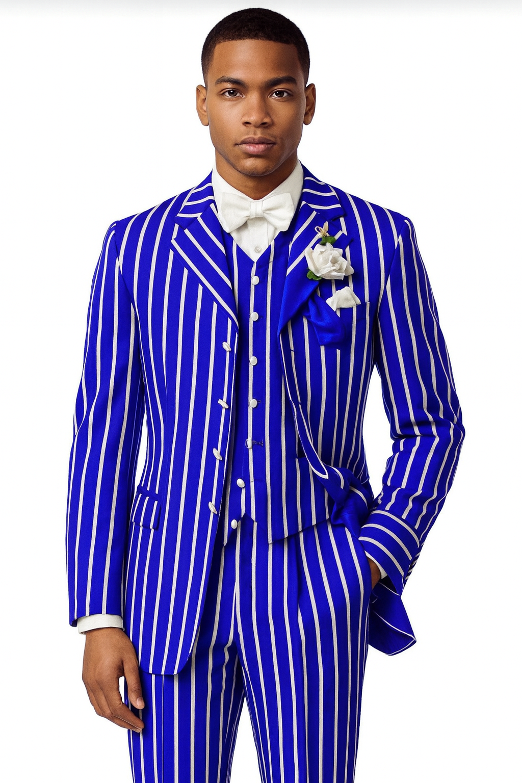Royal Blue Pinstripe Suit - Light Blue Stripe Suit For Men - Gangster 1920s Style