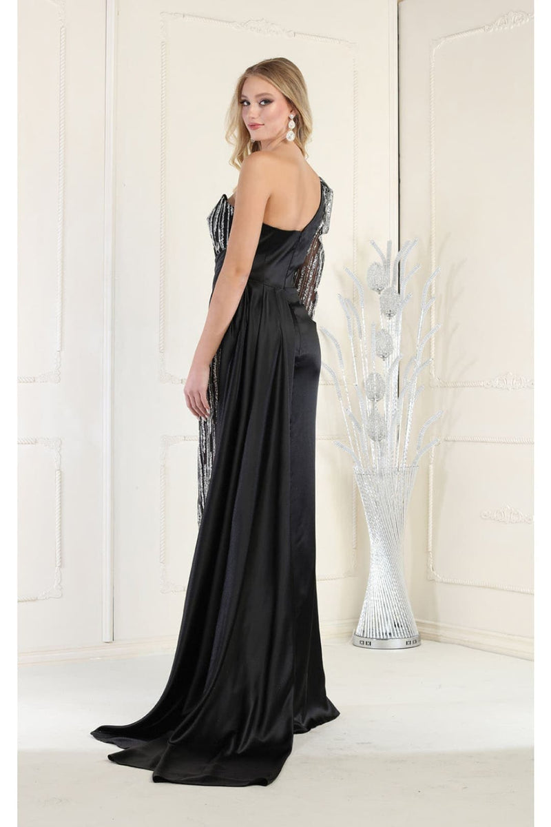 Royal Queen RQ7980 One Shoulder Sheer Satin Formal Evening Gown