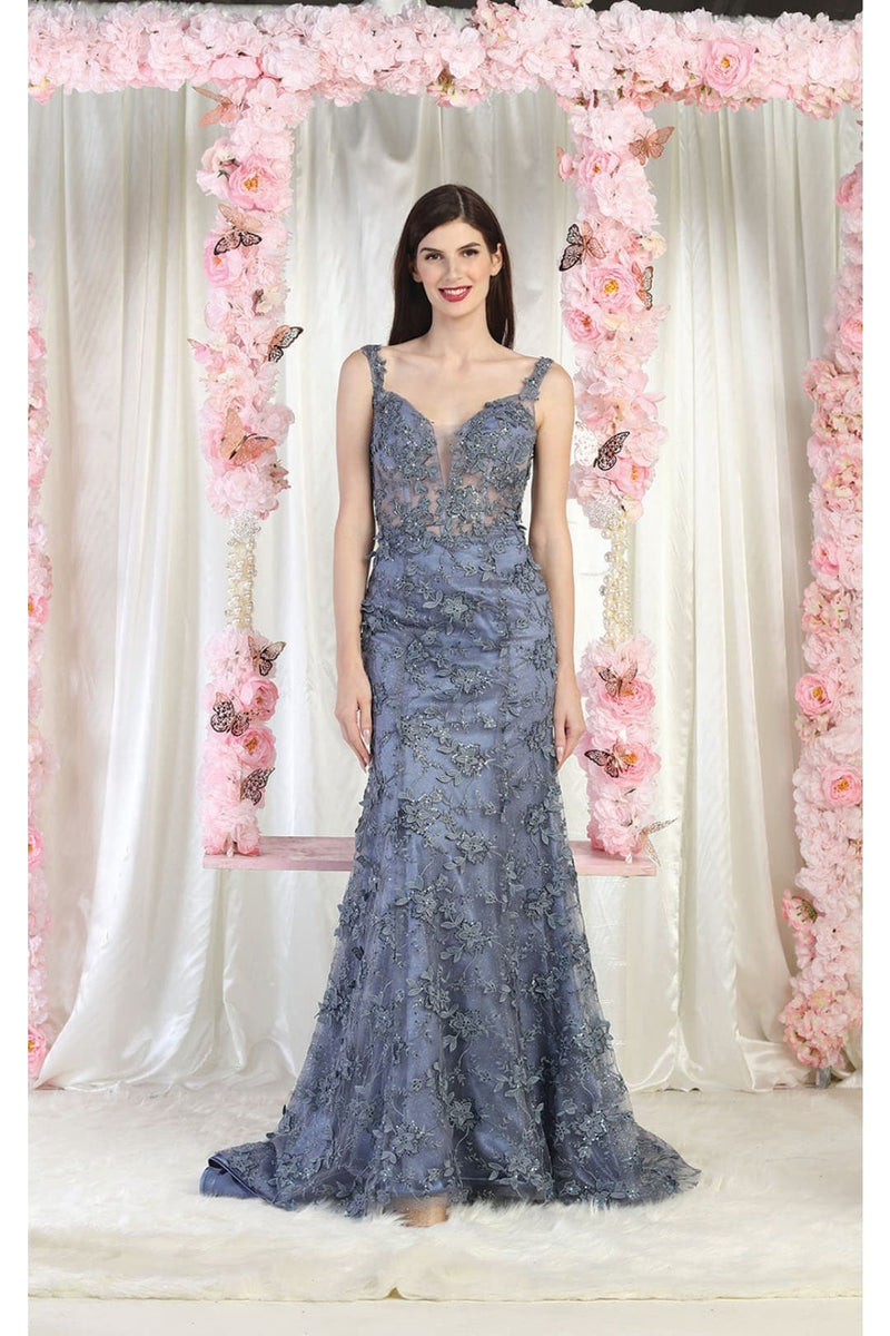 Royal Queen RQ7982 3D Leaf Applique Special Occasion Evening Gown