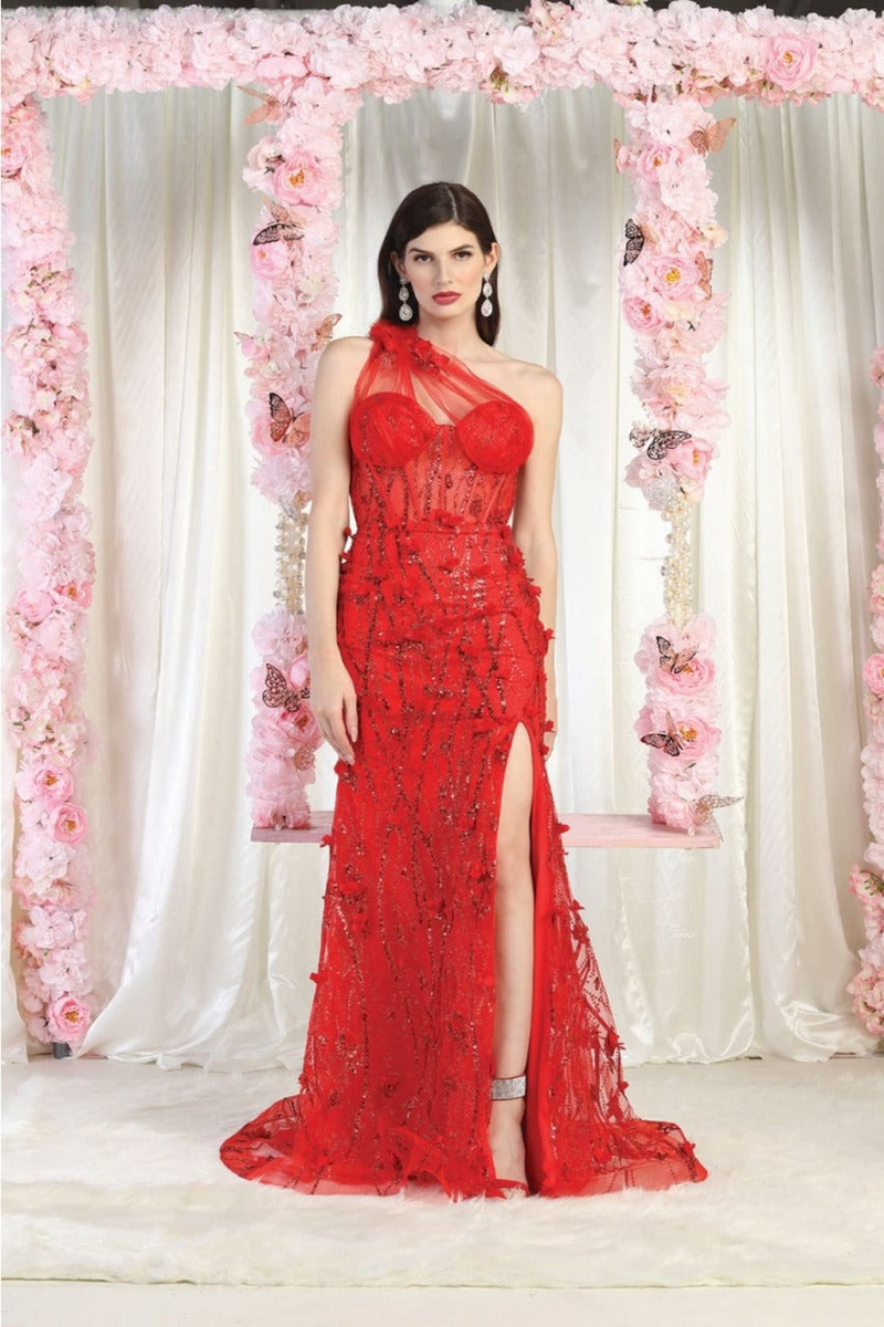 Royal Queen RQ8027 Illusion One Shoulder Embellished Evening Gown