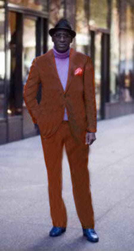 Vitali Brand Men’s Burnt Orange Double Breasted Suit – in Rust Brick Copper Color