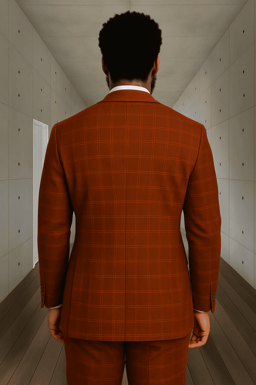 Wool Suit - Italian Made Business Suit by Statement Men's 3 Piece 100% Wool Modern Fit Suit - Sharp Plaid Pattern