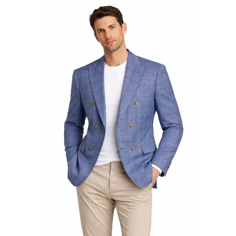 Men Regular-Fit Windowpane Blazer Jacket