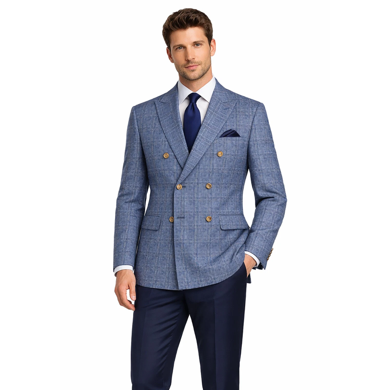 Men Regular-Fit Windowpane Blazer Jacket