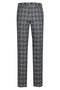 Men's slim fit suit with peak lapel, grey windowpane plaid. Includes tailored trousers. Woven fabric offers a textured finish with grey and white checkered pattern.