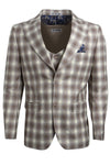 "Mens Stacy Adams Suit - Stacy Adams Suit Men's Bold Windowpane Plaid Vested Suit - Brown & Tan"